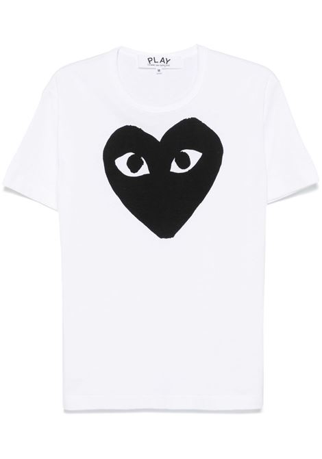 t-shirt black heart unisex bianco COMME DES GARÇONS PLAY | AX-T070-0511